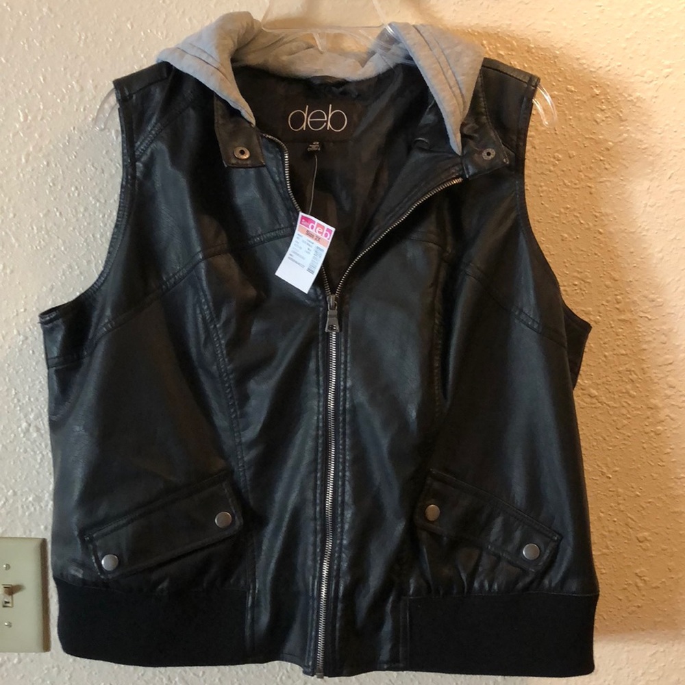 Black faux leather vest